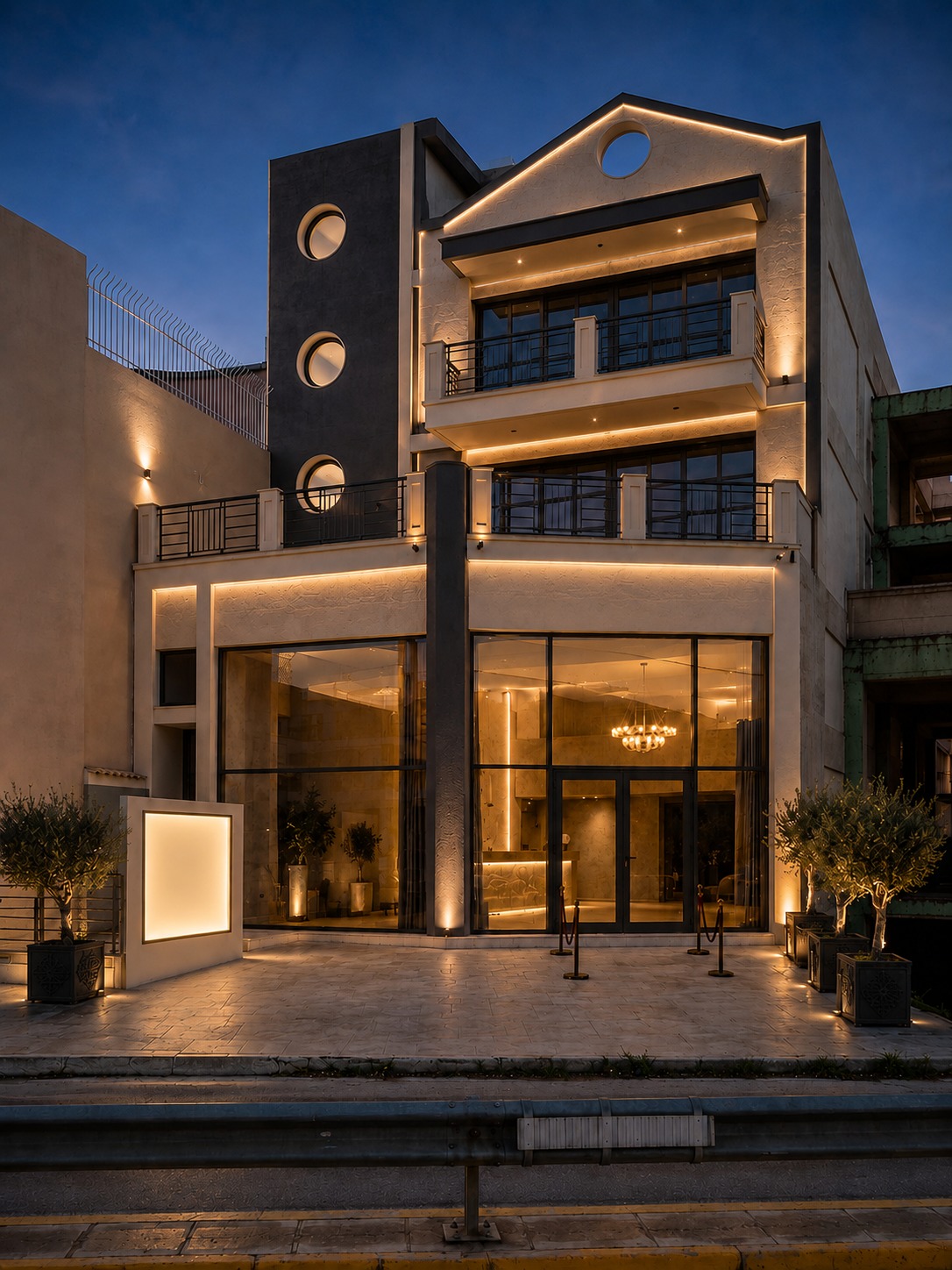 Full exterior view of Athens Events Hall